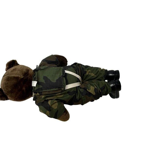 Vintage 1986 U.S. Army Camouflage Teddy Bear 20in With Dog Tags and  Boots READ - Picture 9 of 11